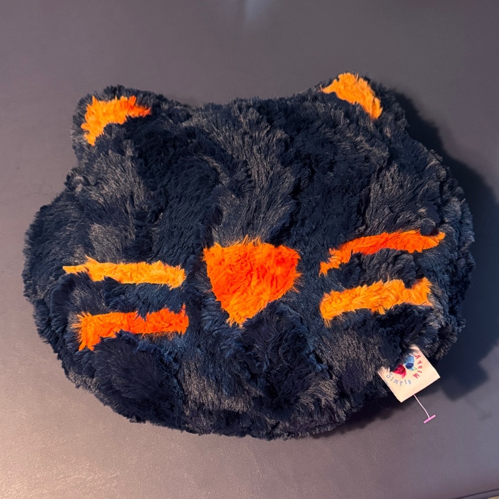 Cozy Cat-Shaped Accent Pillow - Blue and Orange